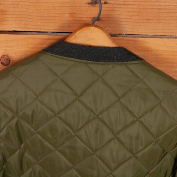Vintage 70s Quilted Zip-up Liner Jacket in Olive Green - Women's LG / Men's MD - Picture 8 of 9